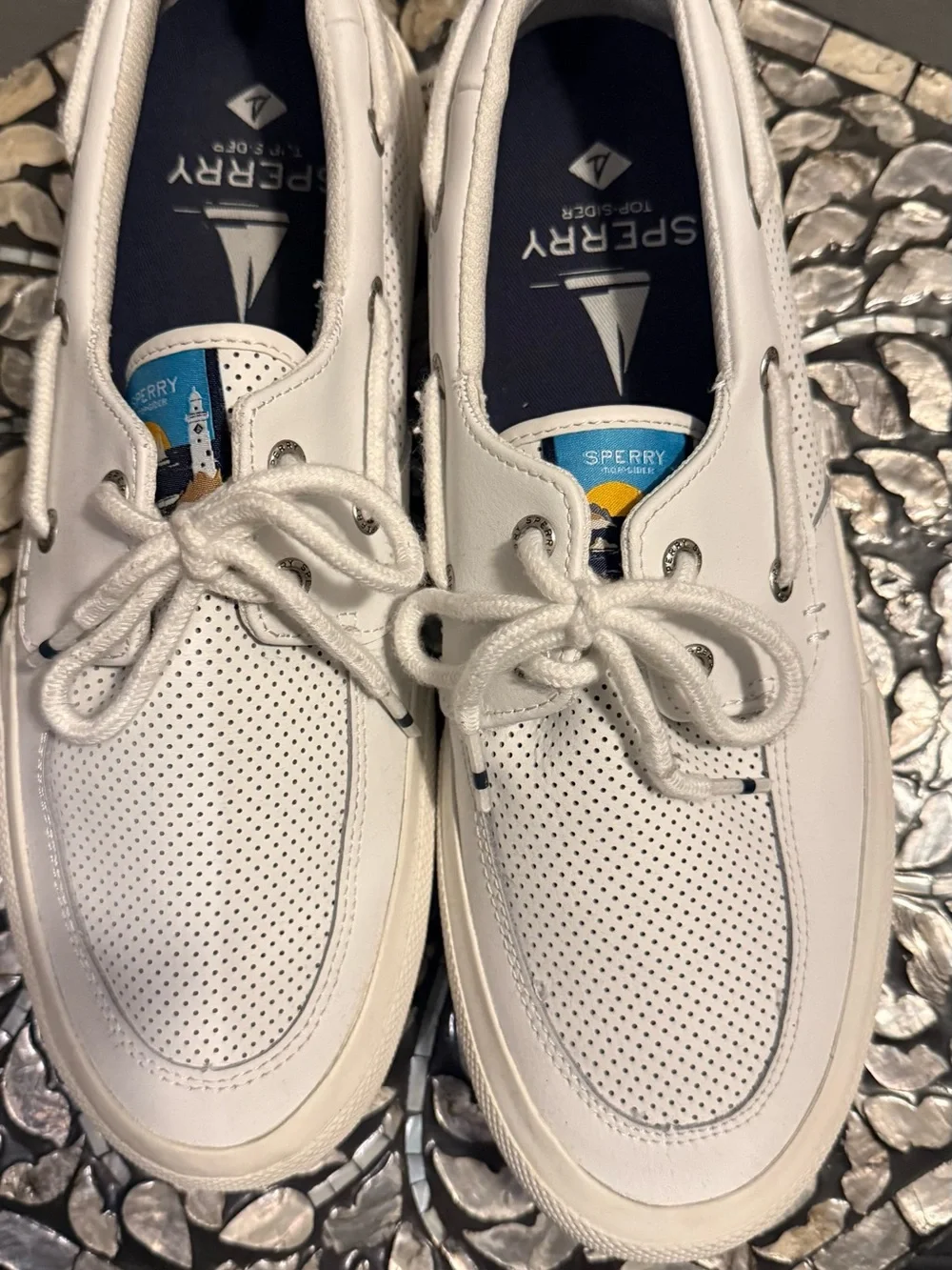 Sperry Men’s White Perforated Boat Shoes